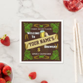 ビール醸造所パーソナライズされた名 |ホップスバーリーバー スタンダードカクテルナプキン (インサイチュ)