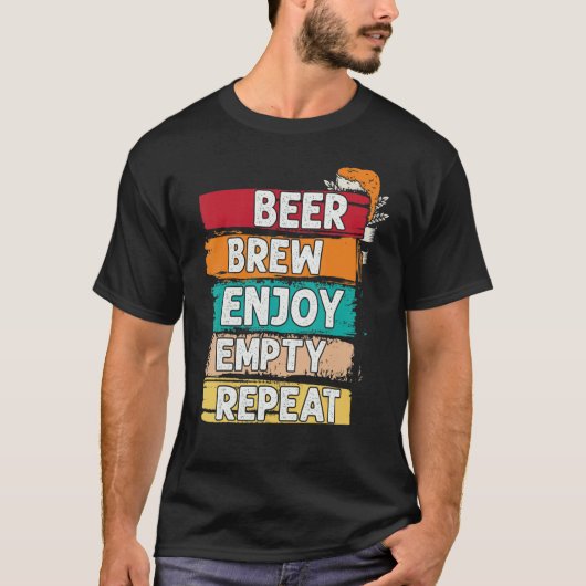ビール醸造楽しむ空リピート Tシャツ (正面)