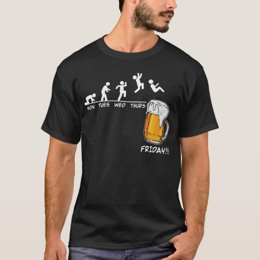 ビール金曜週末週ビールのフライデービーおもしろいル Tシャツ (正面)