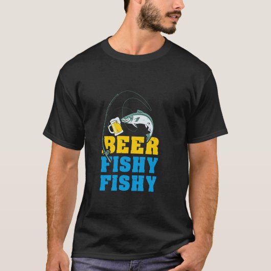 ビール釣りおもしろい魚飲み魚釣りギフトT Tシャツ (正面)