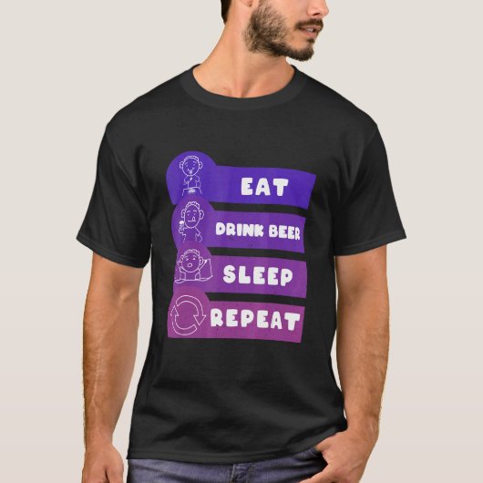 ビール食べスリープリピート Tシャツ (正面)