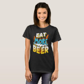 ビール食べビールの飲み盛りおもしろい Tシャツ (正面フル)