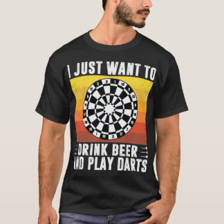 ビール飲みたいビールとダーツアロ遊を飲む Tシャツ