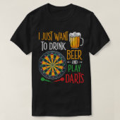 ビール飲みたいビールとダーツフ遊ンン Tシャツ (デザイン正面)