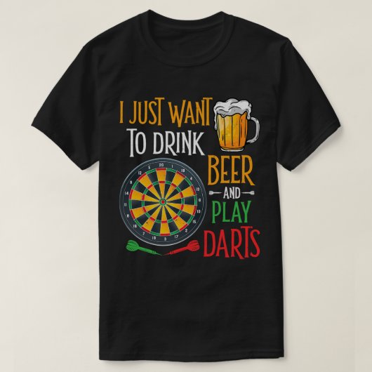 ビール飲みたいビールとダーツフ遊ンン Tシャツ (デザイン正面)