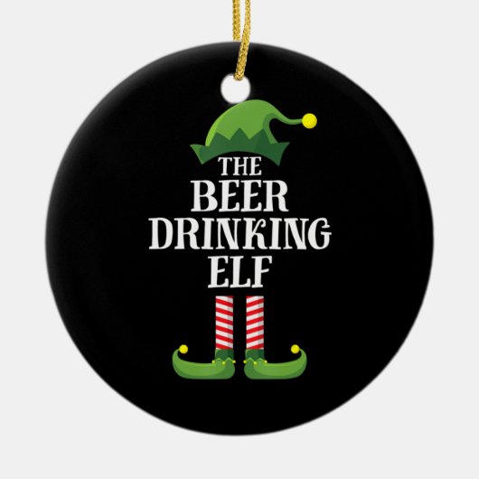 ビール飲みクリスマス誕生日 セラミックオーナメント (正面)