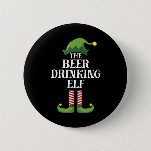 ビール飲みクリスマス誕生日 缶バッジ (正面)