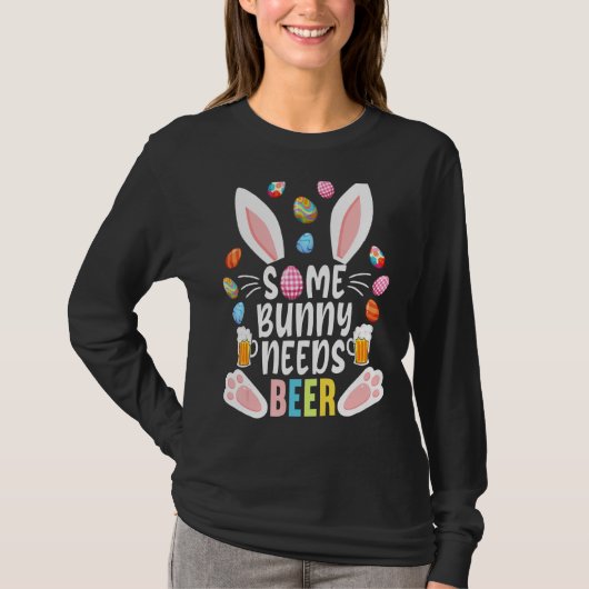 ビール飲みチームおもしろいラビットE Tシャツ (正面)