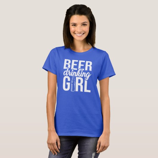 ビール飲み女の子 Tシャツ (正面フル)