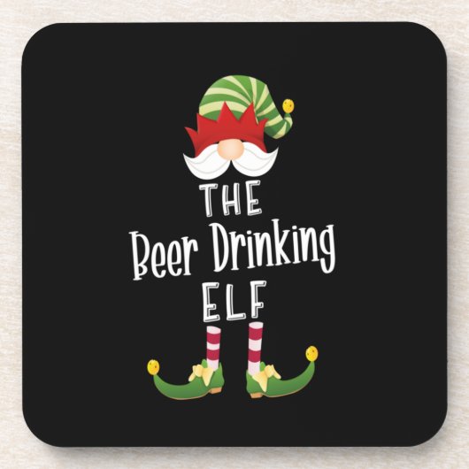 ビール飲み好きなエルフグループのクリスマス＆誕生日 コースター (正面)