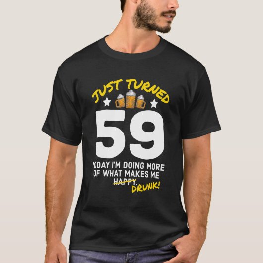 ビール飲み59回59誕生日飲G Tシャツ (正面)