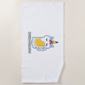 ビール飲むブルニコーンかわいいユニコーンパーティー醸造M ビーチタオル (正面)