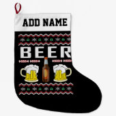 ビール飲む醜いクリスマスセーター ラージクリスマスストッキング (正面)
