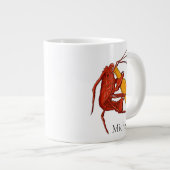 ビール飲料ロブスターパーソナライズされた名 ジャンボコーヒーマグカップ (正面右)