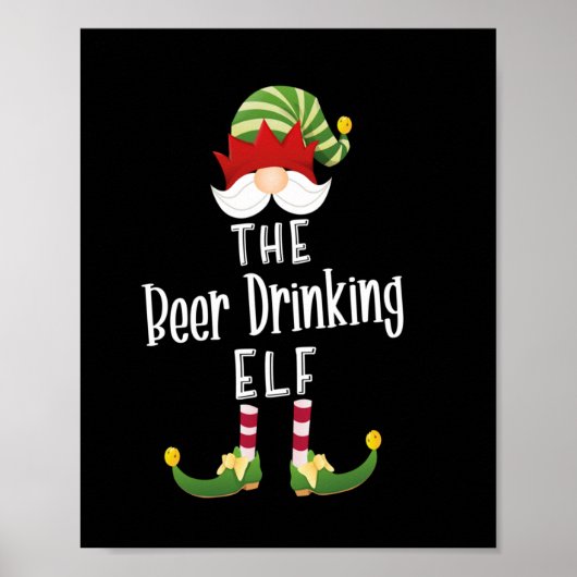 ビール飲料小妖精や小人グループクリスマス誕生日 ポスター (正面)