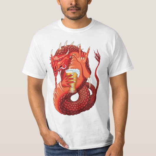 ビール飲料用ドラゴンメンズTシャツ Tシャツ (正面)