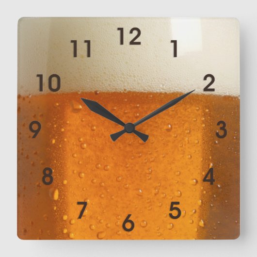 ビール1杯 スクエア壁時計 (正面)