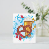 ビール3を使った漫画のプレッツェル ポストカード (スタンド正面)