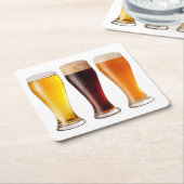 ビール3杯のコースター スクエアペーパーコースター (アングル)