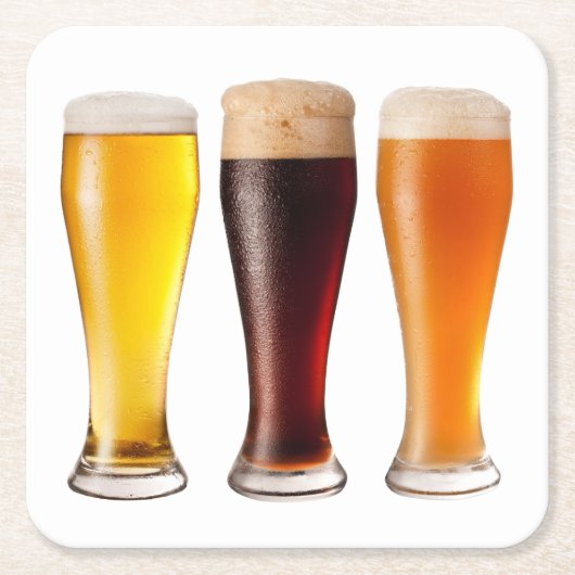 ビール3杯のコースター スクエアペーパーコースター (正面)