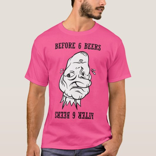 ビール6杯前後のおもしろ錯視 Tシャツ (正面)