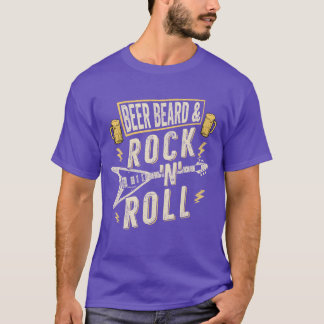 ビール あごひげ ロックンロール ロックバンド ギター 音楽 レトロ Tシャツ