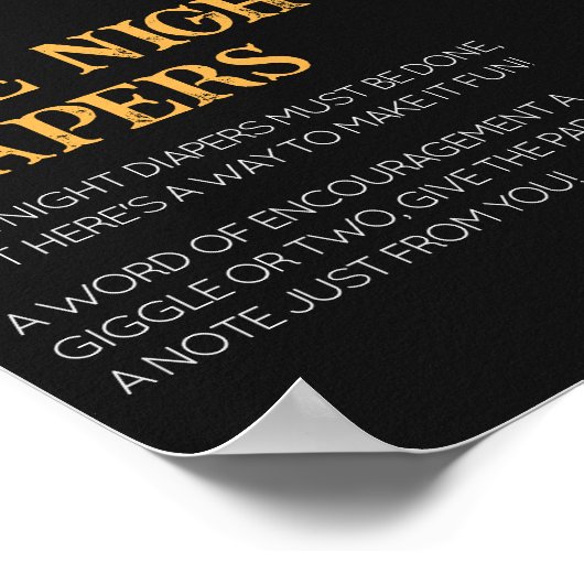 ビール&おむつ赤ちゃんシャワー深夜おむつ ポスター (角)