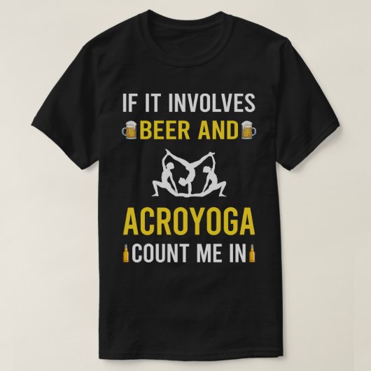 ビール&アクロヨガアクロヨガ Tシャツ (デザイン正面)