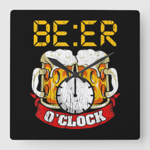 ビール·オクロックで大人のおもしろいユーモアを飲む スクエア壁時計
