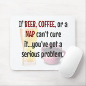 ビール、コーヒー、昼寝...問題解決 マウスパッド (マウス)