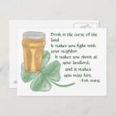 ビール&シャムロック/アイルランドことわざ ポストカード (正面/裏面)