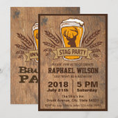 ビール＆スタッグの荒い独身パーティーのカード 招待状 (正面/裏面)