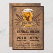 ビール＆スタッグ　麦酒＆鹿　独身最後の夜のカード 招待状 (正面/裏面)