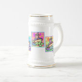 ビール、ステイン-破片を持つポップアートのホットドッグおよびDri ビールジョッキ (正面右)