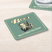 ビール:セラピーより安い スクエアペーパーコースター (アングル)