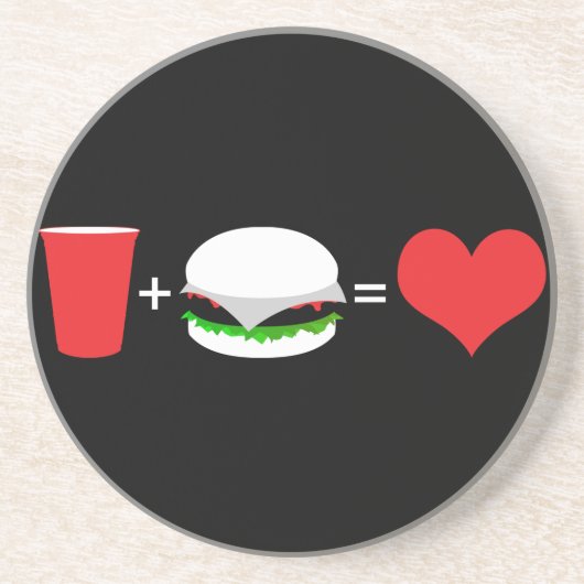 ビール+ハンバーガー=愛 コースター (正面)
