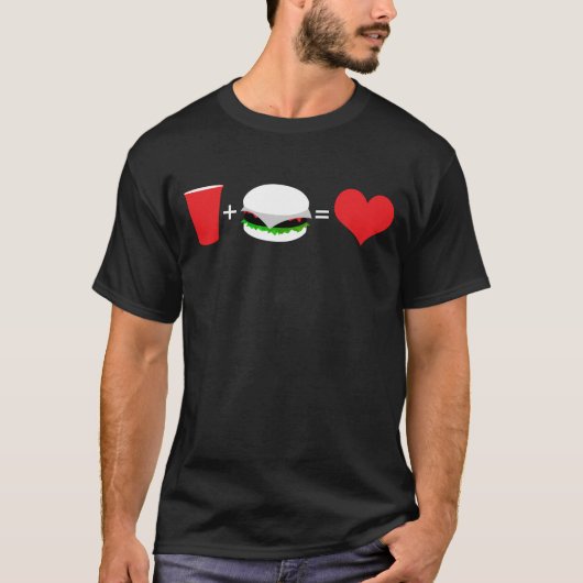 ビール+ハンバーガー=愛 Tシャツ (正面)