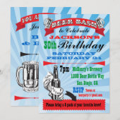 ビール バッシュ 誕生日パーティー 招待状 (正面/裏面)