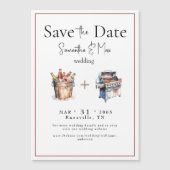 ビール&バーベキュー結婚式の日付を保存 マグネット招待状 (正面)