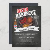 ビール バーベキュー ウェディング トーク リハーサル パーティー 招待状 (正面/裏面)