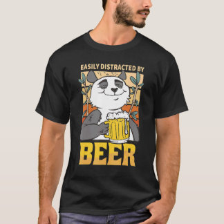 ビール パンダ 男 結婚 した バチェラーに簡単な気が散る Tシャツ