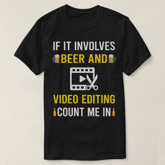 ビール・ビデオ編集エディタ Tシャツ (デザイン正面)