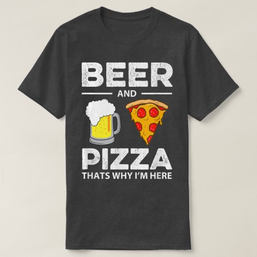 ビール&ピザなぜ私がここに共通おもしろい196 Tシャツ (デザイン正面)