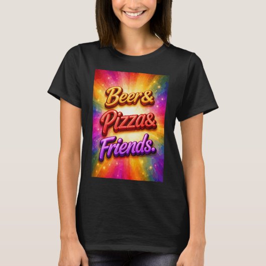 ビール ピザ フレンズ Tシャツ (正面)