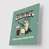 ビール:ピッチャーは1000ワードの価値がある スクエア壁時計 (傾斜)