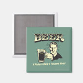 ビール:ピッチャーは1000ワードの価値がある マグネット (正面/裏面)