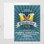 ビール&プレッツェルオクトーバーフェストパーティの招待状 招待状 (正面/裏面)