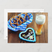 ビール、プレッツェル、ジンジャーパンとオクトーバーフェスト ポストカード (正面/裏面)