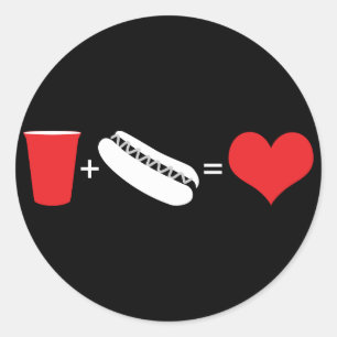 ビール+ホットドッグ=愛 ラウンドシール