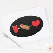 ビール+ホットドッグ=愛 楕円形シール (封筒)